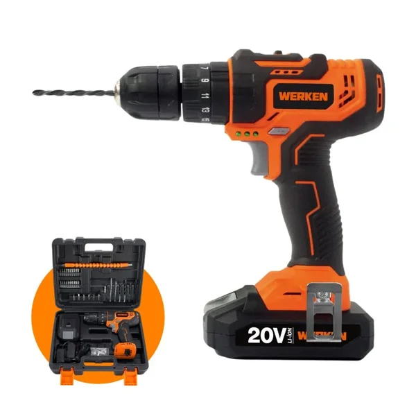 Taladro Percutor Werken KF-CD2110-34PZ-BMC 20V 1.5 Ah + 37 Accesorios
